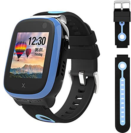 [1-Stück] Kinder Armbänder kompatibel mit Xplora X5/ XGO2/XGO3 Armband, Xplora Kids Smartwatch Ersatz Silikon Uhrenarmband für X5 Play/ XGO 2/XGO 3, Mädchen Jungen Student Geschenk,Schwarz & Blau
