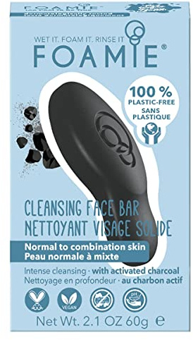 FOAMIE Cleansing Face Bar, Charcoal for Intense Cleansing. Plastic-Free, Soap-Free, Ultra-Gentle, No Sulphates or Parabens. Made in the UK.…