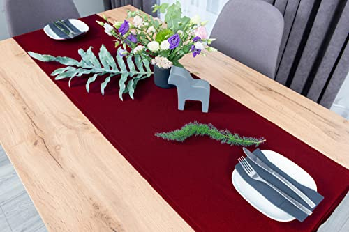 NIBLO Tischdecke Tischläufer Tischtuch Tischwäsche Tischdekoration Tafeltuch (Weinrot, Tischläufer - 30 x 100 cm)