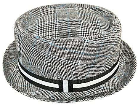 Grauer, unhöflicher Jungen-Ska-Schweinefleisch-Hut mit kontrastierendem Band-Detail, Größe S/SM ca. 58 cm, US-Größe 7 1/4, 100% Polyester