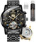 OLEVS Herren-Armbanduhr, automatisch, selbstaufziehend, Skelett-Uhren für Herren, Tourbillon, keine Batterie, luxuriöse Edelstahl-Uhr mit Datum, mechanische Herrenuhren, wasserdicht, modisch für