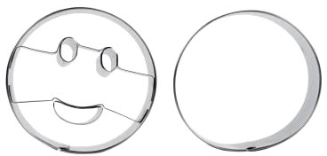 patisse 13982 - Juego de 2 cortadores redondos o cortadores de galletas – círculo único y círculo con sonrisa – acero inoxidable – en tarjeta – Ø 6 cm