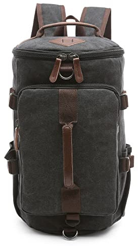 DORRISO Mode Herren Laptop Rucksack Groß Schulrucksack Teenager Daypacks Reise Laptop Rucksack für 15.0 Zoll Laptop Casual Business Herren Bergsteigen Leinwand Rucksack Schwarz