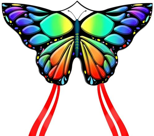 Simxkai Schmetterling Kite für Kinder und Erwachsene, einfach zu fliegen der große, farbenfrohe Kite für Einsteiger