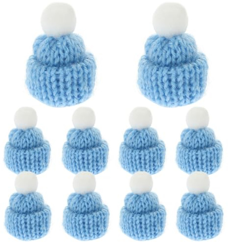 ERINGOGO 10 Stück Kindersilber-Verzierungen Zum Basteln Mini-Cowboyhut Weihnachts-Mini-Strickmütze Mini-Wollmütze Weihnachten Mini-Lutschermütze Strickmütze Basteln