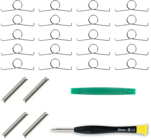 Lot de 20 ressorts de bouton de déclenchement L2 R2 avec 4 cylindres et tournevis compatibles avec les kits de réparation de ressort de manette DualSense PS5