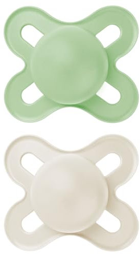 MAM Original Start Soothers | 0-2 Months | 2 Pack | Newborn Dummies | Comes in Dummy Steriliser Case | Sustainable Materials | Baby Accessories for Newborn | Cream (Various Designs)