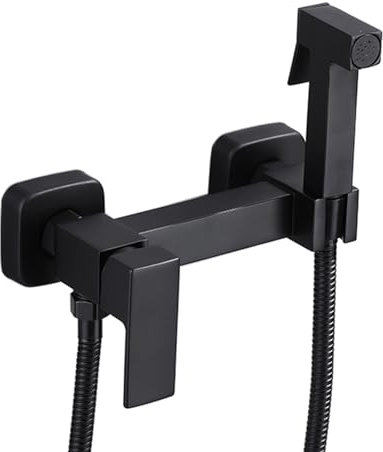Kit De Pulverizador De Bidé De Mano Ducha Bidet Para Wc Rociador De Bidé De Mano Para Inodoro Ducha Bidet Wc Mezcla De Cobre En Frío Y En Caliente,cuadrado Negro