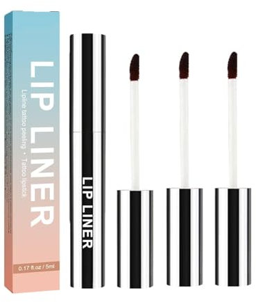 Detachable Lip Liner, 3Pcs Peel Off Lip Liner Tattoo, Lip Stain Peel Off, Long Lasting, Waterproof, Transfer-proof, Highly Pigmented Color, for All Skin Types (3 Color)