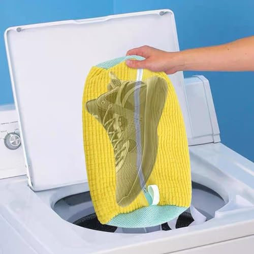 Schuhwaschbeutel Waschmaschine Waschbeutel Schuhe Wäschesack Schuhe Sneaker Multi Schutz Wäschenetz Selbstreinigende Schuhe Dicker Wäschesack Erhöhte Reibung im Inneren (01-Gelb, Einheitsgröße)