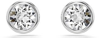Swarovski Imber Ohrstecker, Weiße, Rhodinierte Ohrringe mit Strahlenden Swarovski Kristallen im Rundschliff