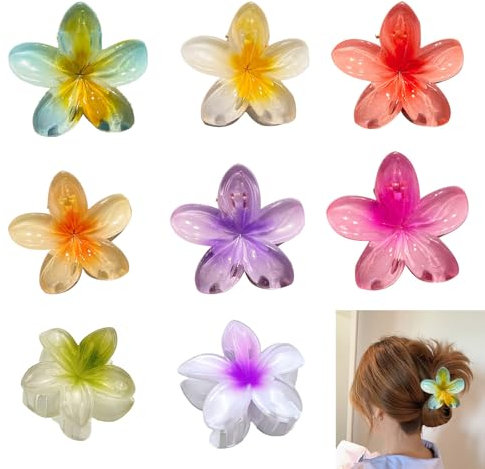 8 Pezzi Mollettone Fiore, Mollette Capelli Donna, Antiscivolo Pinza per Capelli, Flower Hair Clip per Vita Quotidiana e Riunioni di Viaggio