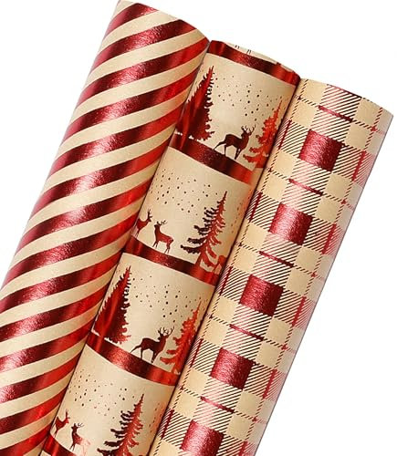 Dantolo Weihnachts Geschenkpapier Weihnachten 9 Bögen,Weihnachtsgeschenkpapier 70x50CM,9 verschiedene Designs hochwertig auf Geschenkpapier