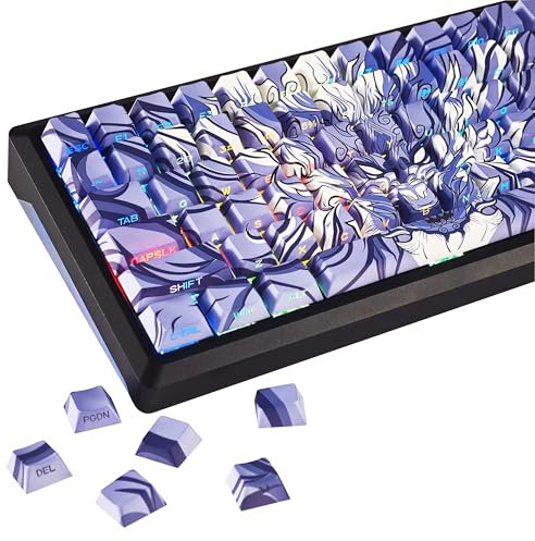 YMDK Orlon Dragon Theme Keycaps Full Set 131 Keys Multicolor PBT Dye Sub Sidelit Manga Anime Homemade Custom Keycap for MX Mechanical Keyboard