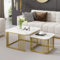 Wiuzo 2er Set quadratischer Tisch in Hochglanz-Marmoroptik, EIN Abnehmbarer Tisch mit goldenen Beinen, 70x70x45cm und 50x50x36,5cm, leicht verstellbar