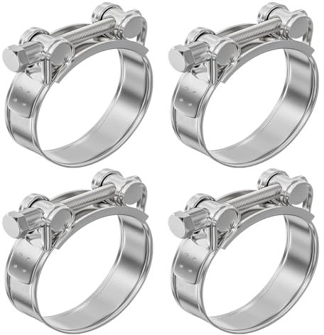 Morsetti per Tubature, Gamma di Morsetti 52-55 mm, 4 pezzi Collare Stringitubo a Bullone in Acciaio Inox, Morsetto Stringitubo, Fascette Stringitubo Regolabili, per Tubi Carburante,Lavatrici