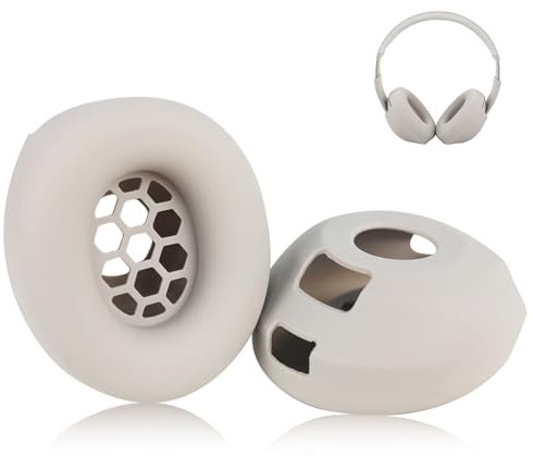 Adhiper Upgraded Sweat Ear Covers for Beats Studio Pro Wireless Headphones, Silicone Case Earpad Cover for Beats Studio Pro Accessories, Full Coverage Sweatproof & Washable - Beige