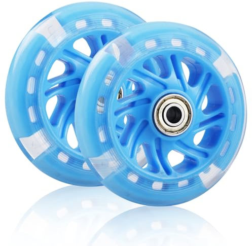 Leuchtende Stunt Scooter Räder 100mm: WIYETY 2 Stück Scooter Rollen LED-Lichtrollen mit ABEC-9 Lager, Hell Leuchtend Kick Scooter Rollen für alle Roller mit 100mm Rädern