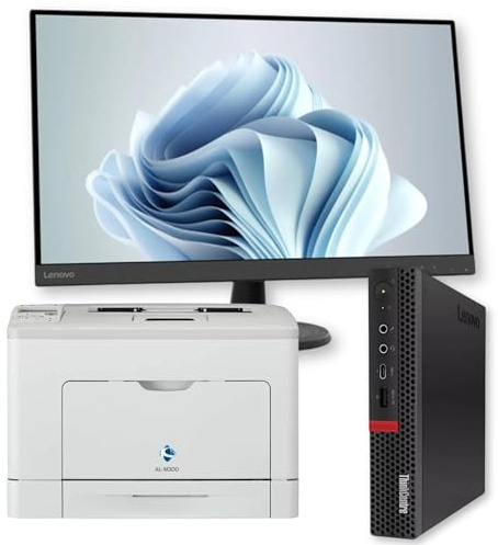 Lenovo Thinkcentre Workstation komplett | Core i5-8500 bis zu 3,50 GHz | 32 GB RAM | SSD NVMe 1000 GB WiFi | 27 Zoll FHD Monitor mit Laserdrucker BN | Win 11 Pro 36 Monate Garantie (Renewed)