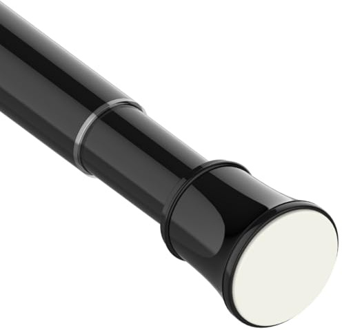 Venwemong Gardinenstange ohne Bohren und Schrauben Teleskopstange Duschvorhangstange zum Einklemmen Vorhangstange für Kleiderschrank, Diy-Projekte, Badezimmer Schwarz 85-230 cm(Ø 32 mm)