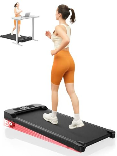 HomeFitnessCode Walking Pad für Zuhause mit Neigung - Laufband Laufpad Steigung Untertisch Elektrisch 1-8 KMH Walking Band, Schwarz