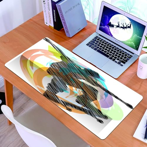 KDWJS Gaming Mauspad XXL 90x40cm Mousepad Groß Vernähte Kanten Anti-Rutsch für PC,Exotischer Skate-Junge, Skateboard, Skateboarder mit Farben, Skateboa,Laptop Verbessert Präzision und Geschwindigkeit