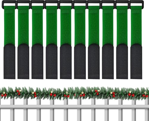 qokeeu Weihnachtsgirlanden Bänder | 10-Teilige Verstellbare Kranzhalterungen,Nylon Garten Pflanzen Kabelbänder | Für Zweige, Grünpflanzen, Treppen, Außenbereich, Haustür, Türöffnung,