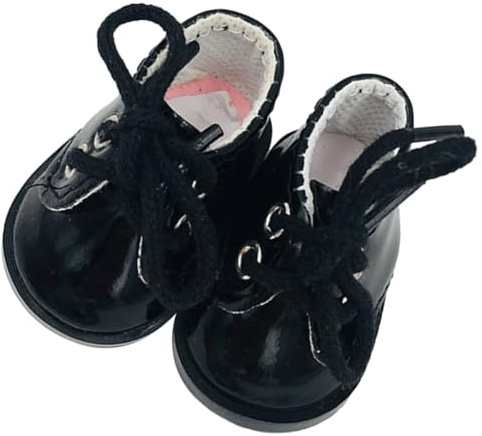 FIXOSHEE Miniatur Puppenschuhe aus Stoff Schwarz 1 Paar Puppenspielzeug Bastelzubehör für 20cm Puppen Kleiner Hausschuhe zum Dekorieren und Basteln