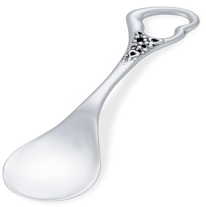 Cuchara de plata de ley pulida con corazón, 7,7 cm de largo