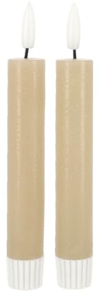 LED Universum - 2er Set LED Echtwachs Stabkerzen beige 15cm warmweiß für 1 x AAA Batterie je Kerze (nicht enthalten) Tischdekoration für Hochzeit, Weihnachten, Feste, Partys (beige 15cm - 2er Set)