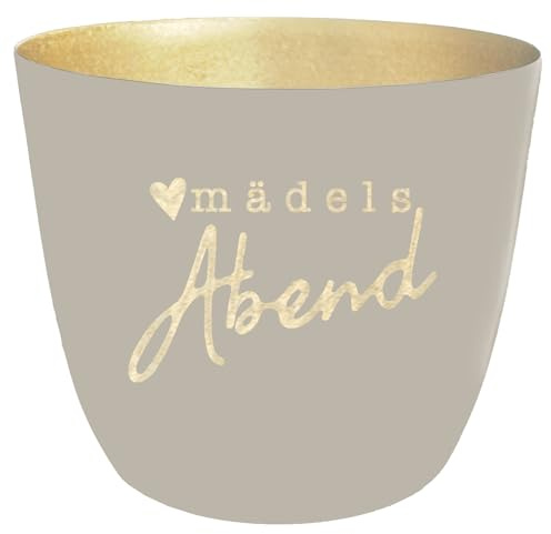 Party Windlicht Baltic – Metall mit Motiv – Mädelsabend, Sand, Gold | 10 x 10 x 8,5 cm – für Teelichter & Stumpenkerzen – Haus, Garten, Balkon, Terrasse – Licht- & Schattenspiele – Seaside No.64