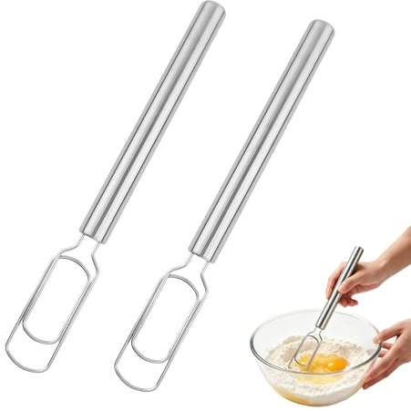 2 Pcs Danish Dough Whisk, 11.8 Stainless Steel Long Handle Bread Whisks | Sourdough Mixer Tool Bread Making Accessories for Cooking Mixing Batter Pizza Cake Pastry Baking Dishwasher Safe