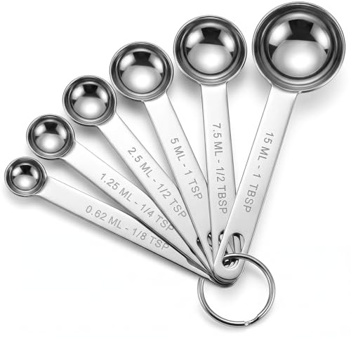 hautllaif 6 Pcs Measuring Spoons Set,Heavy Duty Stainless Steel Metal | Tablespoon Teaspoon Scoop for Dry or Liquid Ingredients,Coffee Baking Cooking