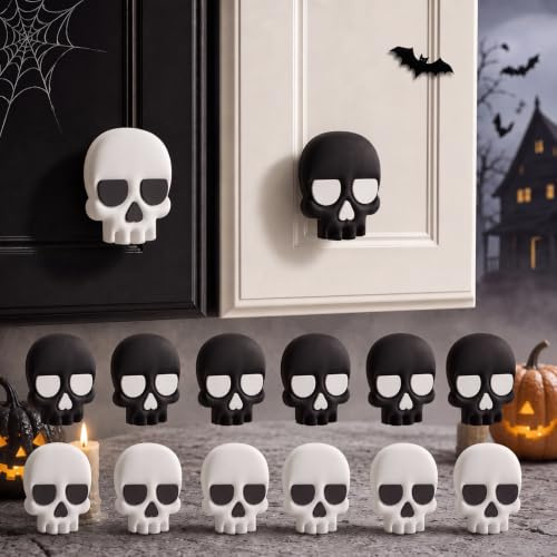 Mifoci 12 Pcs Halloween Skeleton Cabinet Knobs, Halloween Decoration, Decorative Drawer Knobs Spooky Decor for Gift Kitchen Bathroom Dresser Drawer Wardrobe Home Replacement