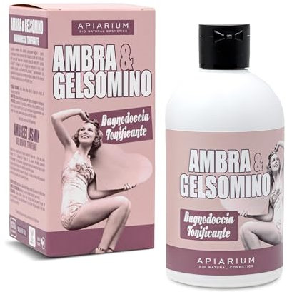 Apiarium - Gel de ducha tonificante ámbar y jazmín, 300 ml, gel de baño para mujer y hombre, orgánico, suave y ligero, rico en ingredientes calmantes para una piel suave