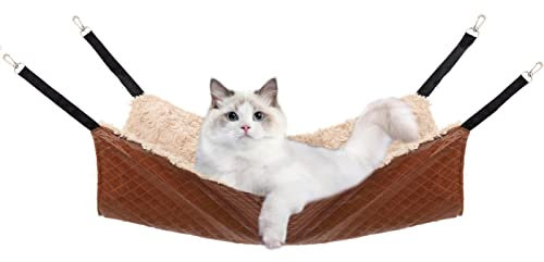 JOYELF Cat Hammock Bed, Medium Reversible Pet Cage Hammock Hanging Soft Pet Bed for Kitten Ferret Puppy or Small Pet