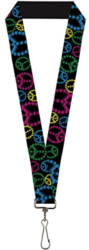 Umhängeband - 2,5 cm - Multi Marihuana Peace Schwarz Multi Farbe