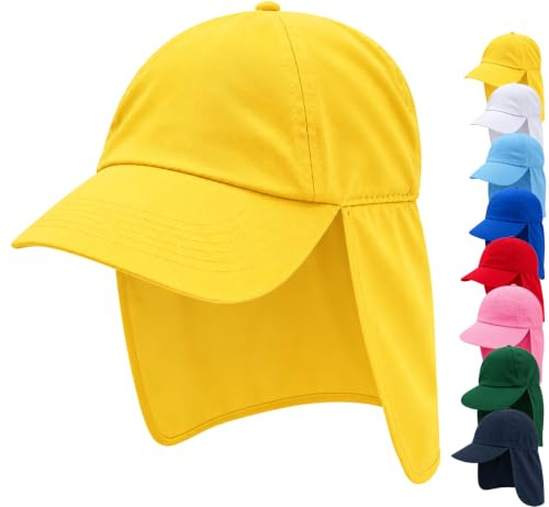 4sold Unisex Schirmmütze m. Nackenschutz Babymütze Kleinkindmütze Mädchen Kinder Kappe Cap UV Kids (Yellow)