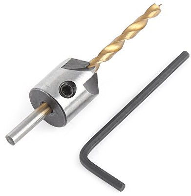 Titan Beschichtetes Holzbearbeitungs Senkbohrer Set HSS Zimmerei Reibahlen Kernbohrer Fasen Senkkopf(4mm)