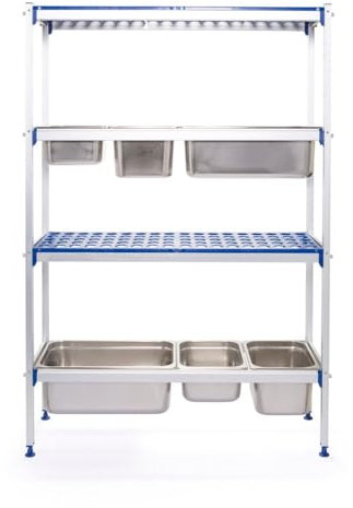 HENDI Regalsystem, Max. 150kg pro Boden, für GN Behälter, 112x355x(H)1685mm, Aluminium, Polypropylen