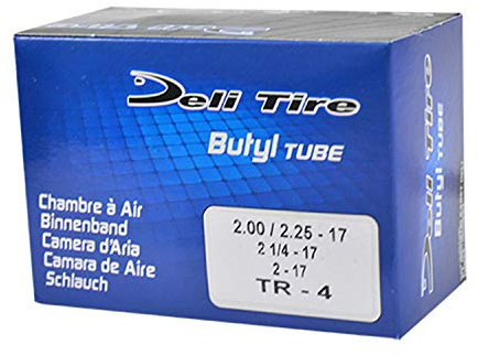 Chambre air cyclo 17 2 1/4x17 vs deli (valve droite filetee) avec ecrou