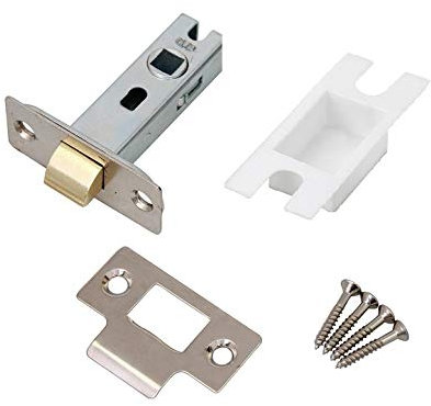 Golden Grace 65mm Bolt Through Tubular Mortice Latch 63mm 2.5 in Nickel Plated Finish with Strike Plate & Dust Cap