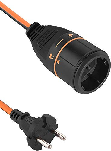 Electraline 01364 1364 Rallonge Prolongateur Jardín 20M 2x1.5mm européenne Electralock équipée d'un système de Verrouillage Qui empêche la déconnexione fiche-Prise, Noir/Orange