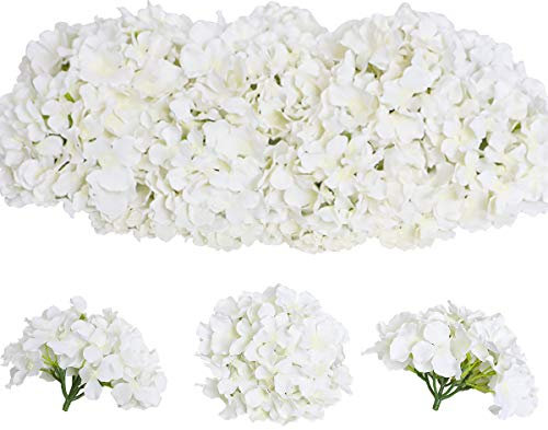 Tifuly 12 Pcs Hortensias Artificiales, Hortensias de Seda Cabezas de Flores con Tallos Flores Falsas para Ramos de Novia, Decoración de Fiesta en el hogar, Arreglos, Centros de Mesa