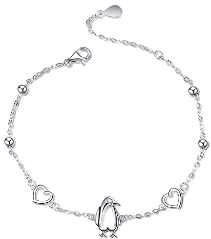 Sterling Silber Pinguin Kette Armbänder Verstellbare Armband Schmuck Geschenke für Damen Mädchen (Pinguin Armbänder)