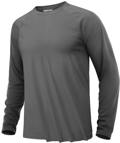 KEFITEVD Rashguard Herren Langarm UPF 50+ Sommer Long Sleeve Funktionsshirt Männer UV Schutz Leicht Outdoor Tshirt Freizeitshirt Dunkelgrau 3XL