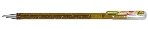 Pentel K110-DMXX Hybrid Dual Metallic Gelroller - Glitzer Gel - Schreibfarbe gold/metallic rot & gold, Strichstärke 0,5mm, 12 Stück