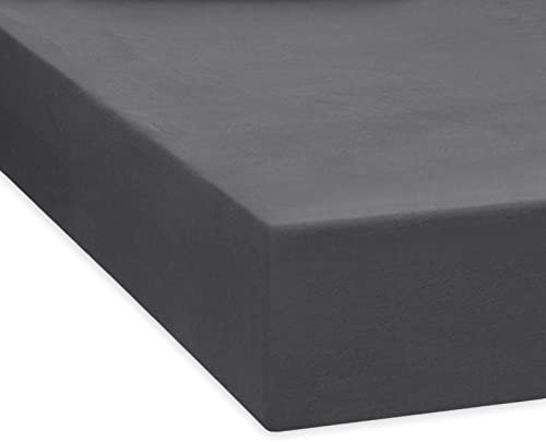 TRAUMSCHLAF Spannbettlaken, Spannbetttuch Fein-Biber warm und kuschelig, bügelfrei, mit Rundumgummi (weitere Farben,Größen) 90x190-100x200 cm, anthrazit