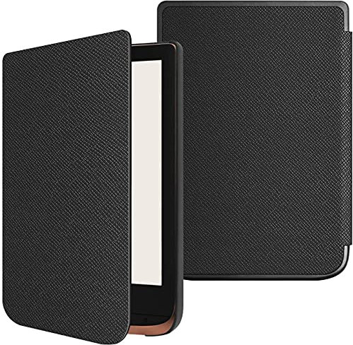 Coque Housse Powerdirect pour Vivlio Touch Lux 4, 5, HD Plus - Noir - Flip Cover avec Fonction Sommeil/Réveil Automatique - Protection et amélioration de l'expérience de lecture sur une liseuse