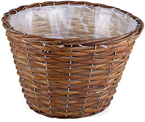 matches21 Pflanzkorb Weidenkorb Naturdeko Pflanzgefäß Pflanztopf Übertopf Korb Weide rund foliert braun 1 STK Ø 25 cm